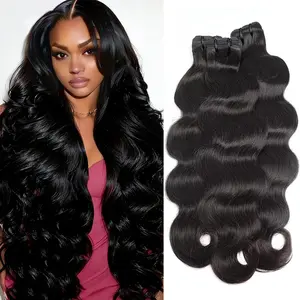 Human Hair Bundles Body Wave 15a, 3 Bundles 18 20 22 Inch, Ultra Thin Double Drawn Sew in Weft, Unprocessed Raw Virgin Hair, Reusable, Human Hair Extensions, Natural Human Hair, Wavy, Body Wave Hairstyle