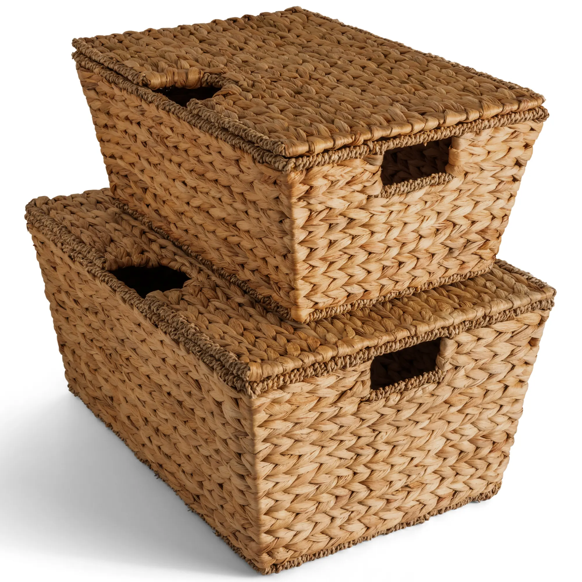 Best Choice Products Set of 2 X-Large & Medium Woven Storage Baskets W/Lids, Hyacinth Nesting Organizer Bins Best Choice Products Set of 2 X-Large & Medium Woven Storage Baskets W/Lids, Hyacinth Nesting Organizer Bins