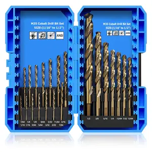 Cobalt Drill Bit Set, Metal Drill Bit Set for Steel, Hardened Metal, Stainless Steel, 21PCS Drill Bits 1/16" to 1/2" with Index Storage Case