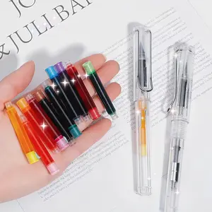 Metallic Ink Rollerball Pen Set with 1 Metal Pen & 10 Color Cartridges, Transparent Series Business Signature Pens, Smooth Writing Design