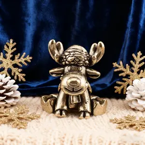 Vintage Brass Christmas Reindeer Statue, Holiday Deer Decoration, Unique Festive Decor for Home, Christmas Tree Ornament Gift, Home Decor Ornaments