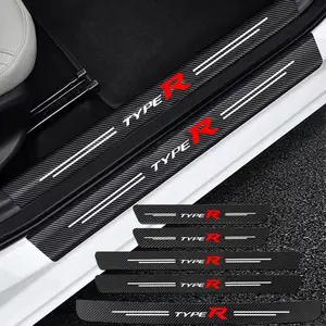 Auto Carbon Fiber Decals Stickers Car Door Threshold Scuff For TYPE R Civic Accord HRV CRV CITY Jazz Pilot FIT accessories
