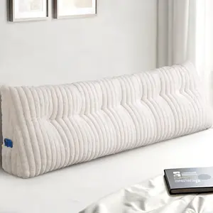 Headboard Pillow , Triangular Wedge Pillow Headboard , Cushion Headboards Reading Pillows, Backrest Pillows for Sitting in Bed or Working with Removable Cover, Beige