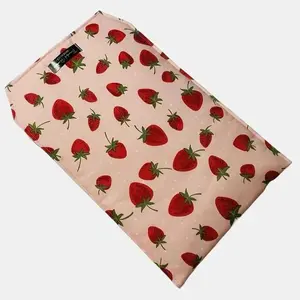 Strawberry Book/IPad/Tablet Sleeve - Patterned Design with Strawberry Illustrations on Pink Background