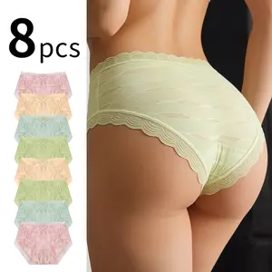 Women's 8-Pack Low-Rise Seamless Triangle Period Panties, Soft Breathable Fabric, Loose Fit, Minimalist Solid Color, Suitable for Spring & Summer, Multiple Elegant Hues Available