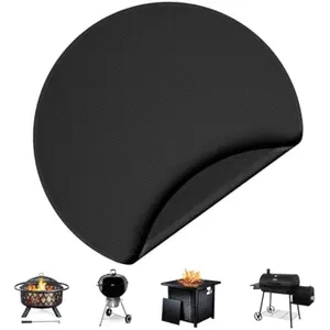 Cyfie 36 Inch Round Under Grill Mat for Outdoor BBQ, Heat Resistant Fireproof Mats for Fire Pit, Waterproof Oil-Proof Double-Sided Silicone Floor Pad Deck Fireplace Stove Patio Grass Protector