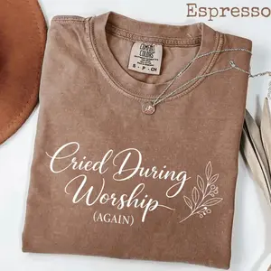 Cried During Worship Again Comfort Colors   Shirt, Funny Christian Tee, Cute Faith Quote T-Shirt, Worship Lover Gift, Church Girl Shirt   - Trendy Fashion USA