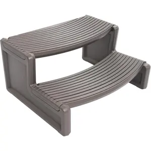 Universal Spa Hot Tub Step Outdoor Indoor Compartment Spa Stairs 2-Step Stool Pool Ladder Slip Resistant Striped Carbon Gray-TK
