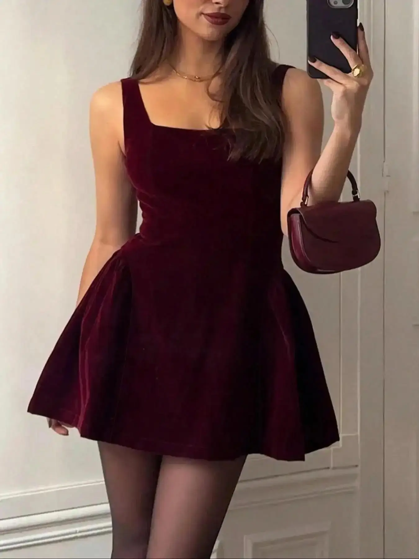 Sleek French Elegance Women's Short Fit Elegant Chic Dress, Dresses, Romantic Date Night Gown, Evening Party Formal Wear, Christmas Vintage Backless Sleeveless Mini Lady, elegant silhouette, timeless appeal