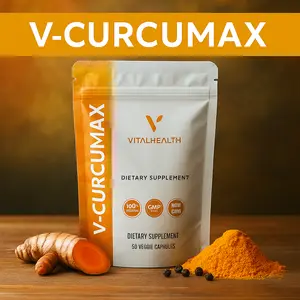 VitalHealth V-CURCUMAX – Anti-Inflammatory Support with Turmeric & Black Pepper | 50 Veggie Capsules