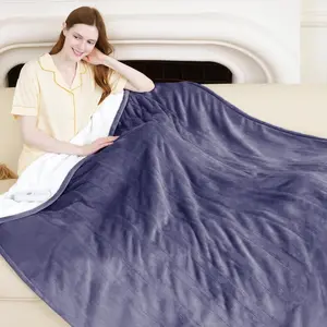 Heated Blanket Throw 50" x 60" - Soft Flannel Sherpa Electric Blanket with 5 Heating Levels & 4 Hours Auto Off, Machine Washable, Ideal Gift for Grandma (Purple)