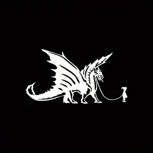Fantasy Dragon and Girl Vinyl Stickers - Durable and Weather Resistant for Cars, Motorcycles, and Laptops - White Art Design, Leading The Dragon Girl, Car Exterior Decoration Bumper Stickers, Laptop Stickers | Imagination Illustrations