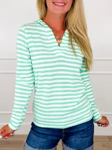 I'm Keeping You Knit Long Sleeve Striped Avery Mae Hooded Top - Multiple Colors