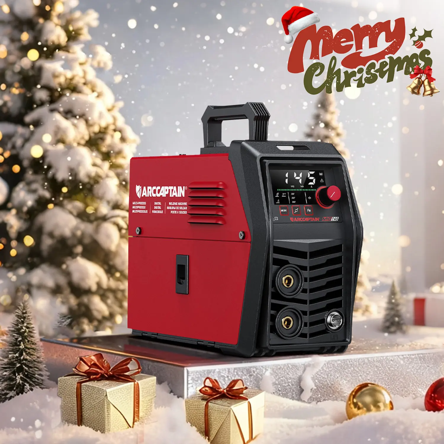 ARCCAPTAIN 145A Gasless MIG Welder - 110V 3-in-1 MIG/MMA Digital Welding Machine, 9.5 lbs Lightweight Portable Design, APP Control, Synergy Function, LED Display, Flux Core Ready, Ideal for Beginners, Home DIY Projects, Father's Day Gift Option