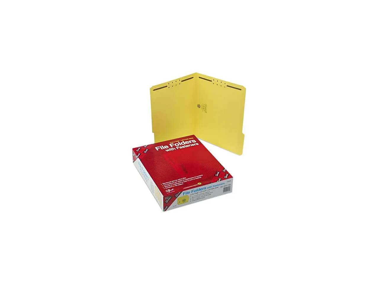 Smead 12940 Folders, Two Fasteners, 1/3 Cut Assorted Top Tab, Letter, Yellow, 50/Box