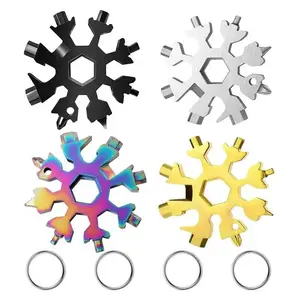 18-in-1 Snowflake Multi-tool Stainless Steel Portable Wrench, Screwdriver & Bottle Opener All-in-One Survival Gadget for Men Reliable Pocket Tool for Daily & Outdoor Use