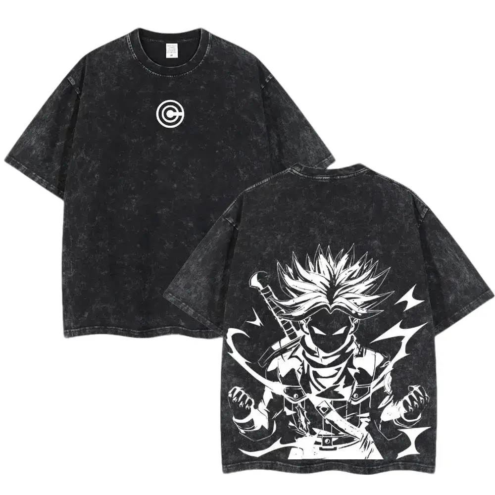 Retro Vintage Limited Trunks DBZ - Dragon Ball Anime Double Printed Oversized Washed Tee Unisex Oversize Anime Manga Acid Washed Lightweight Cotton T-Shirt, Hoodies & Sweater Wash Gift For Anime Fan, Anime Lover Menswear Top Tshirt Streetwear Crewneck