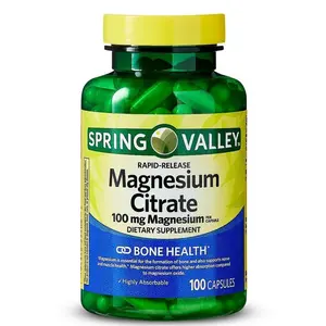 Magnesium Citrate 100mg Supplement for Bone Health 100 Capsules Highly Absorbable Dietary Healthcare