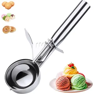Ice Cream Scoop Stainless Steel, Ice Cream Scoop with Trigger, Cookie Scoop for Baking, Large Ice Cream Scooper, 18/8 Stainless Steel Cupcake Scoop,  Scoop - 5.25 Tbsp