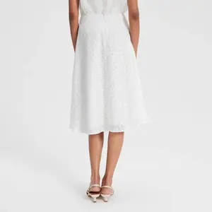 Women's Semi-Sheer Jacquard A-Line Skirt - A New Day White L