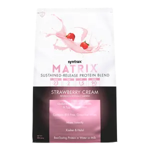 Syntrax Nutrition Matrix, Sustained-Release Protein Blend Strawberry Cream 2 lbs Undenatured Micellar Casein & Whey Blend for Easy Mixing