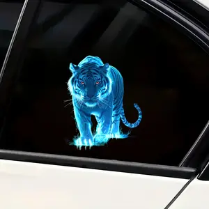 Creative Dreamy Blue Fireworks Tiger Exquisite Stickers, Premium Vinyl Waterproof Stickers Exquisite Car Stickers/Motorcycle/Truck/Laptop Decorative Stickers, Smooth Scratch Covering - Add Irresistible Charm to You! Car bumper/wall smooth sticker