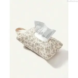 1Pc Hanging Floral Wet Wipes Bag - Beige Textured Print, Lightweight Portable Stroller Travel Storage Pouch, Sports & Outdoor Accessory