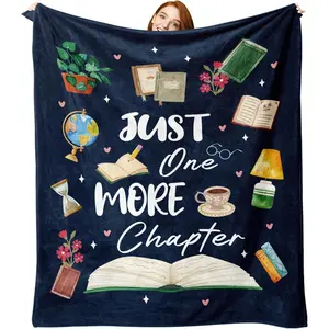 Book Lovers Gifts Flannel Throw Blanket, Bookish Gift for Reader Bookworm Books Club, Graduation Birthday Ideas, Reading Blanket Present for Men Women Librarian Teacher 50" x 60"