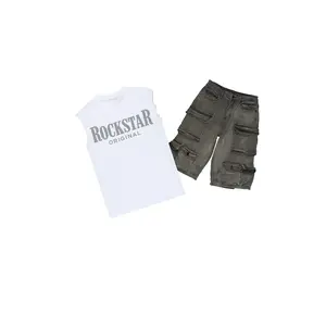 Daede White/Grey Oversized Graphic T-Shirt & Mahesh Baggy Cargo Jean Short