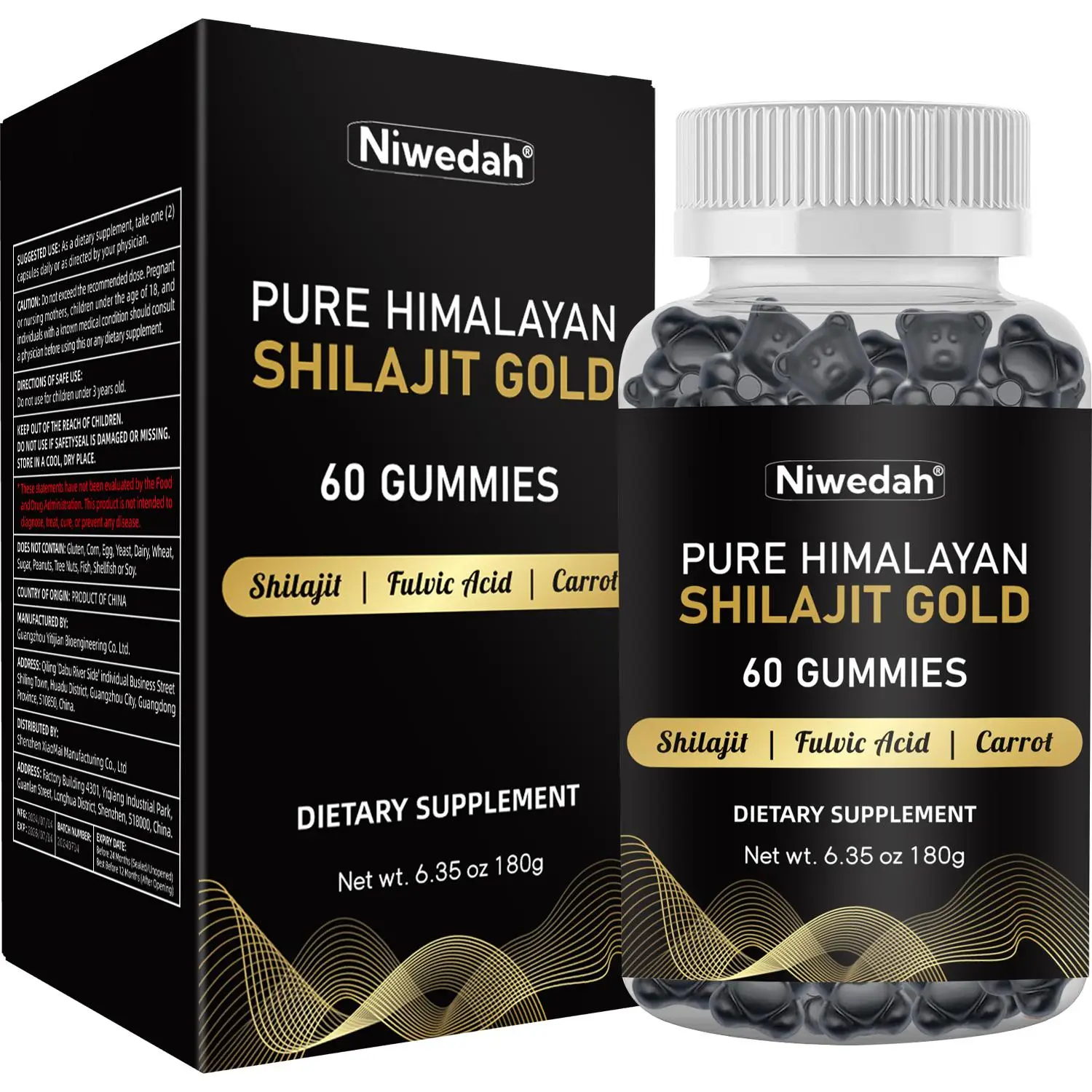 Cordyceps & Shilajit Gold Gummies - 60 Gummies, Rich in Fulvic Acid, Minerals & Carrot Extract | Dietary Supplement for Men & Women, Daily Use for Ene