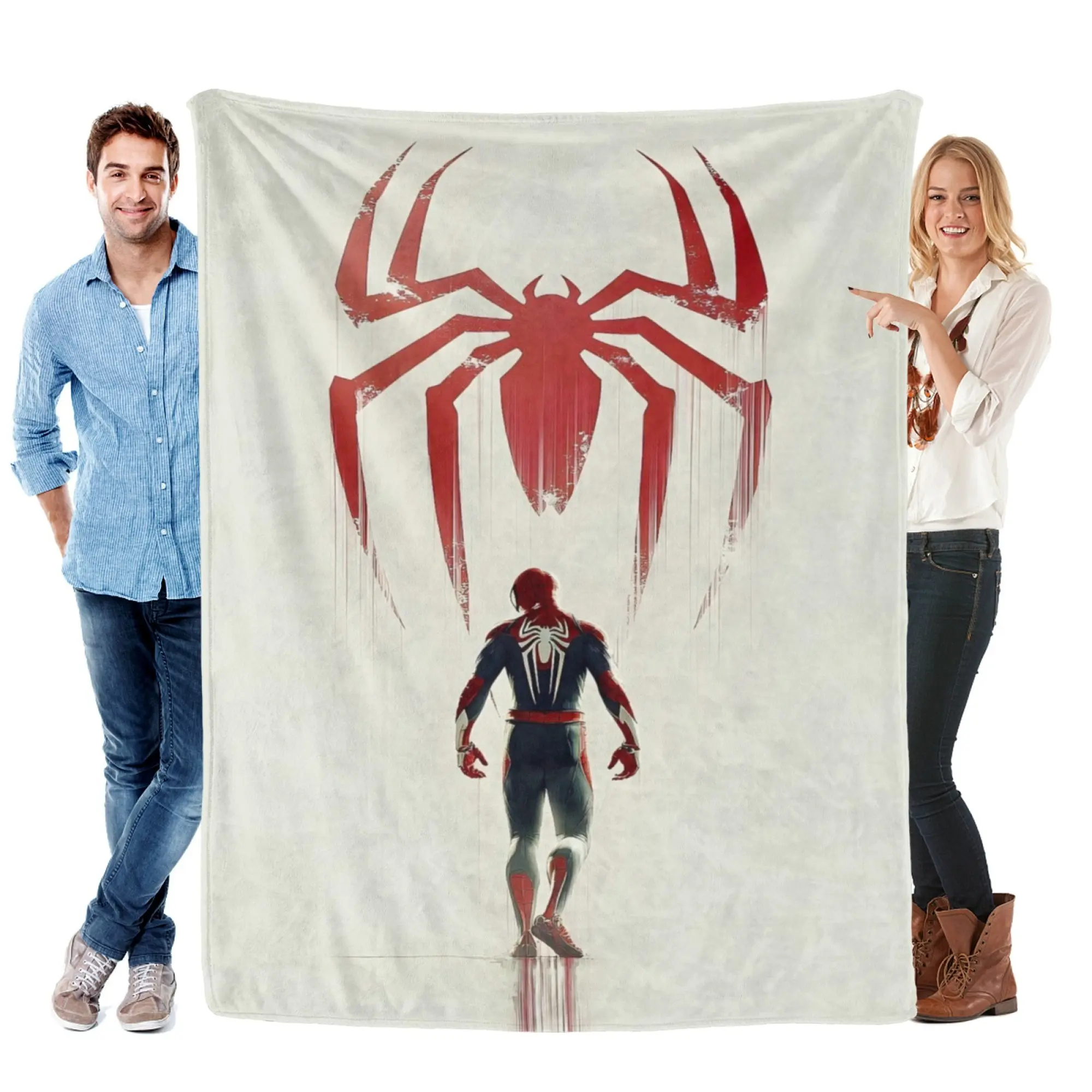 [SummerVibes] MARVEL CLASSIC Spider-Man Soft Flannel Blanket, Vibrant 2D Art Print Throw for Home Bedroom Decor, Couch & Fan Gifts