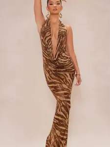 Alexis Rhinestone Maxi Dress - Chocolate