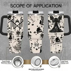 [Otaku Sip] Sleep Token 20oz & 40oz Tumbler With Handle – Dark Music Aesthetic Stainless Steel Cup, Gothic Inspired Travel Mug, Insulated Coffee Tumbler, Alternative Rock Drinkware, Gift For Music Fans