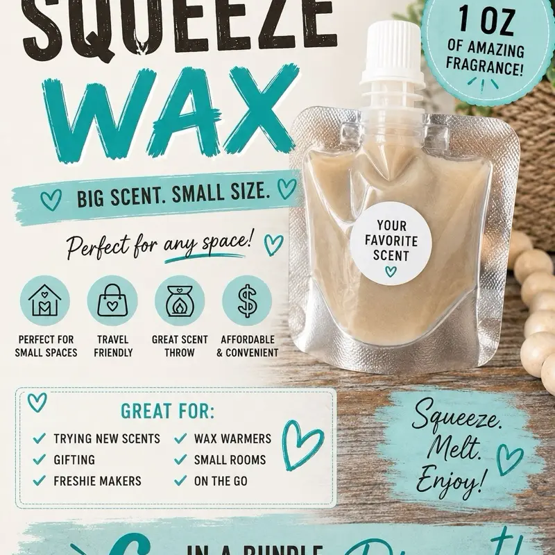 Live Claim- Six 1 oz Squeeze Wax Sample Scents. Bundle and Save.  (6) to a Bundle