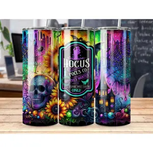 20oz Hocus Pocus Co Witches Wanted Expert Spell Caster Tumbler Bottle Drinkware Flasks Portable
