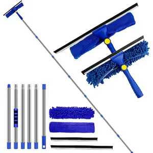 Window Cleaner  Kit - 2.38M (94inch) Cleaning Equipment with Long Handle 3 in 1 Extendable Window Cleaning Tool for High Windows, Glass, , Wall and