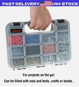 Portable Storage Case Bins 12 Compartments Nuts Bolts Beads Screws Crafts