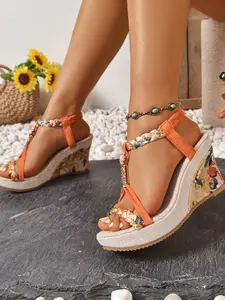 Summer Must-Have Linen Wedge Sandals, High Wedge Stability for Walking, Perfect for Beach Trips and Photoshoots