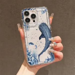 1pc Deep Sea Starry Sky Marine Life UV Printed Pattern Protective Airbag Phone Case Cover, suitable for iPhone 17-11 Pro Pro Max Plus, trendy gift for all occasions