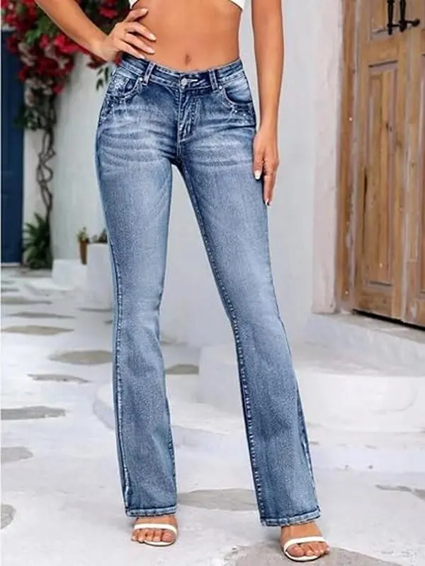 Women's Micro-Tapered Stretch Jeans - Comfortable, Soft, Breathable Casual Denim Bottoms with Flattering Fit & Stylish Design for Everyday Wear | Womenswear, Style