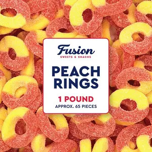 Peach Rings Gummy Candy 1 lb – Soft Chewy Texture Classic Sweet & Sour Gummies Bulk Bag, Nostalgic Juicy Peach Rings Bulk For Snacking, Party Treats & Candy Bowls