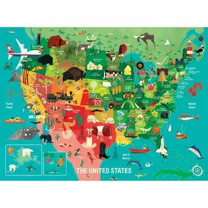 Mudpuppy The United States 1000 Piece Family Puzzle Colorful Map Design with Various Icons and Landmarks for Family Bonding and Educational Fun