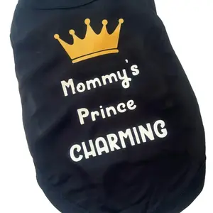 LuckyBunny PetsHop Mommy’s Prince Charming Pet Shirt (Black) Mommy's Boy Breathable Clothes Clothing