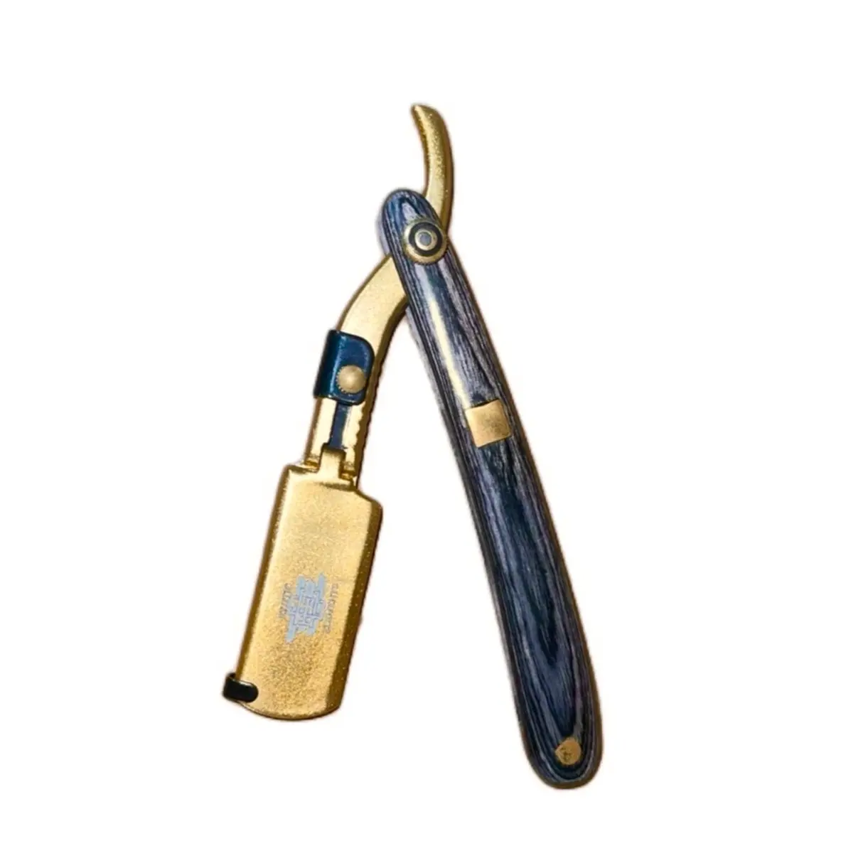 Black and Gold Premium Quality Mustache Engraved Barber Shop Straight Edge Razor