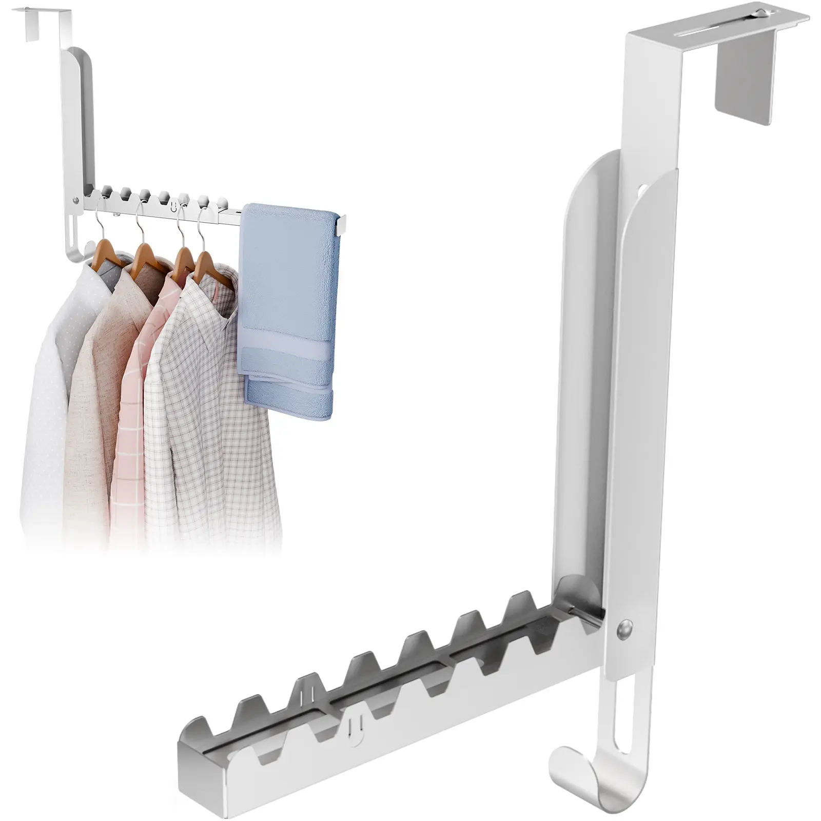 NiHome Foldable Iron Over-The-Door Hook - Round, Hangable, Collapsible, Retractable, Adjustable, No-Drill Universal Home Organizer for Wardrobe, Bathroom, Easy Installation for Clutter-Free Living Area