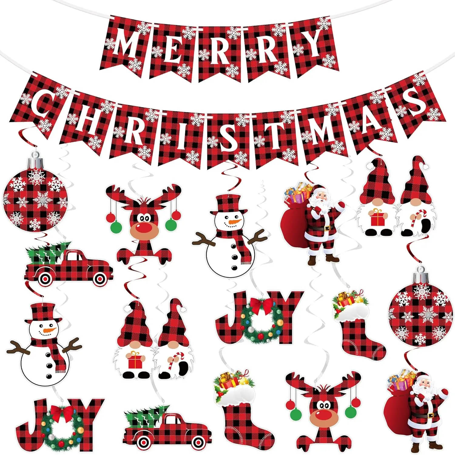 Christmas  Swirls Decorations - NO DIY - Buffalo  Merry Christmas Banner Christmas Ceiling  Streamers, Xmas  Decorations Indoor for Office Christmas Holiday Party Decorations