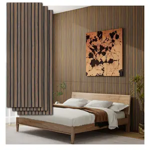 Peel and Stick Acoustic Wood Wall Panels 8-Pack 43.3" * 11.8" – 3D Wood Slat Sound Absorbing Panels for Home Theater, Office & Bedroom Self-Adhesive High Density Soundproof Panels – Easy DIY Installation