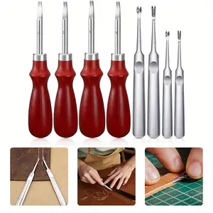 8 Pcs Leather Knife Set, Edge Leather Bevel Cutting and Leather Edge DIY Craft Tools, Handmade Leather Notching Tools, Includes Paring Knife Leather Craft Accessories