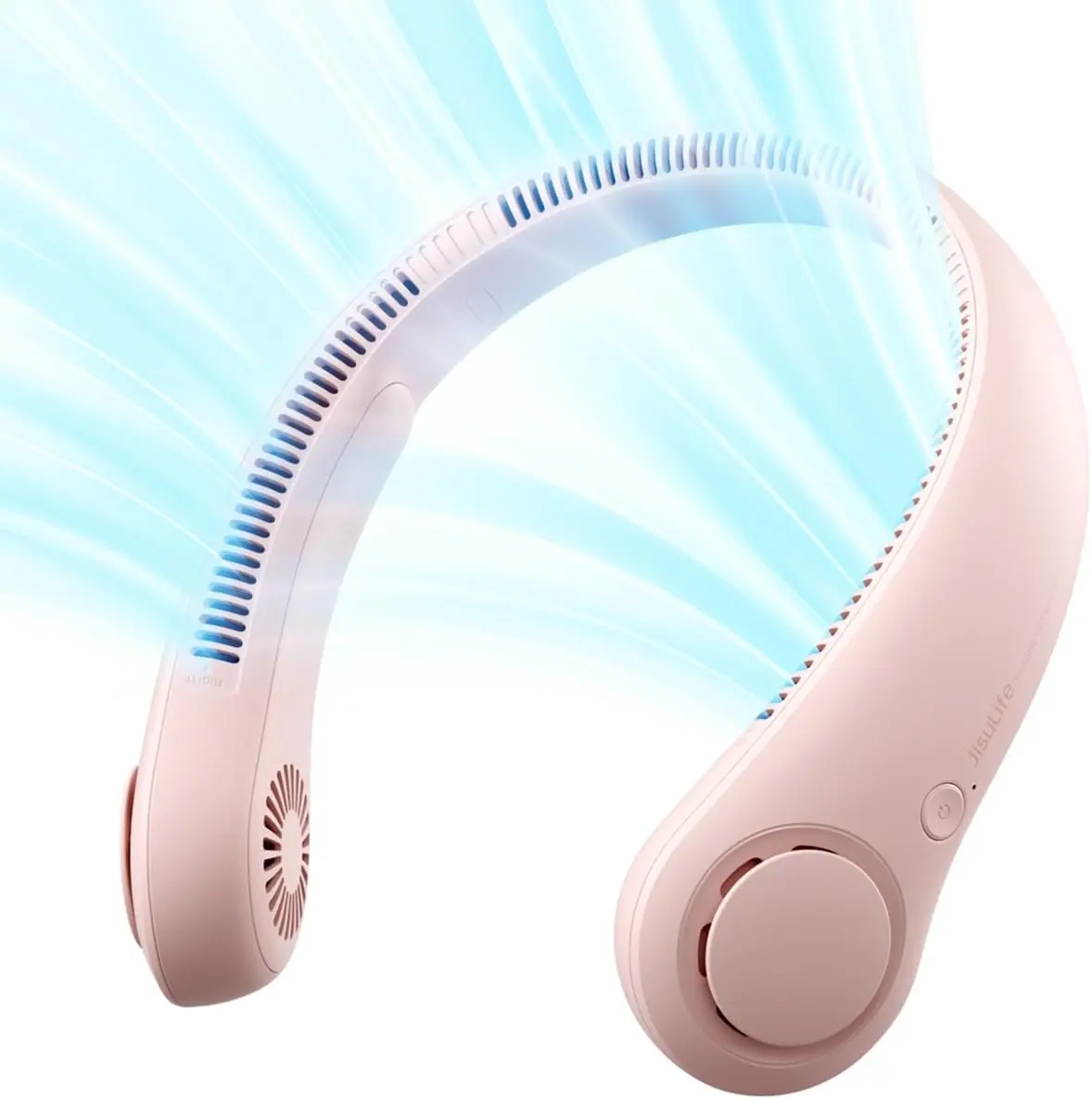 Jisulife Bladeless Wearable Cooling Fan - 4000mAh Rechargeable Wireless Portable Mobile Fan, 3 Speeds Quiet Cooling, USB-Powered Hands-Free Gift for Women Men