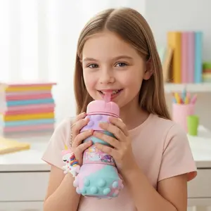 Unicorn Silicone Cup 550ML Capacity, Foldable Portable Kids Water Bottle, Outdoor School Office Use, Convenient Carry, Drinkware